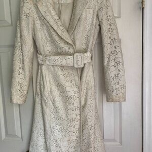 Crochet Jacket with Ivory buttons and belt by WD.NY Warren Donner